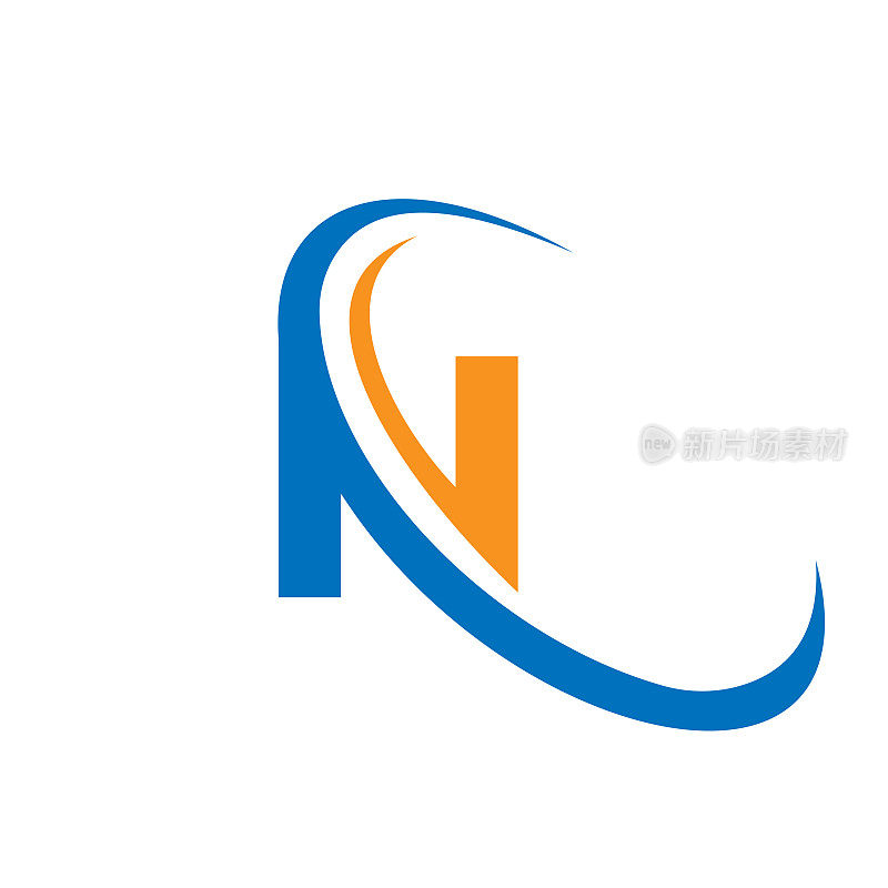 N Logo设计，初始N Logo模板。创意和现代的N字母标志设计。N